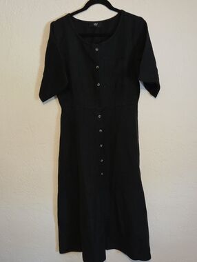 NWT Able Black Button-Front Midi Dress with Chest Pocket